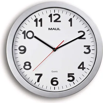 Produktbild von MAUL Wanduhr MAULstep Ø 35 x 5 cm Kunststoff 1 x AA (1.5 V) silber