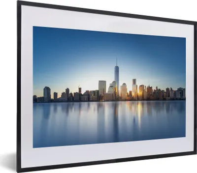 Produktbild von MuchoWow® MuchoWow® Gerahmtes Poster New York - Skyline - Wasser 40x30 cm - Poster mit zchwarzem Bilderrahmen - Bilderrahmen - Poster im Rahmen