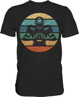 Produktbild von Retro American Football Spieler T-Shirt – Black / 4XL