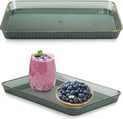 Produktbild von Rechteckiges Tablett - Transparentes Kunststoff - 2 Stück - 31 x 21 cm