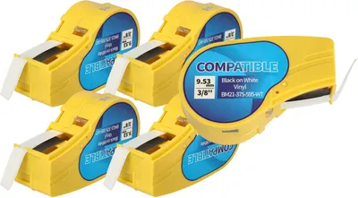 Produktbild von vhbw 5x Schriftband-Kassette Ersatz für Brady M21-375-595-WT für Etiketten-Drucker 6,4m x 9,35mm Schwarz auf Weiß, Vinyl