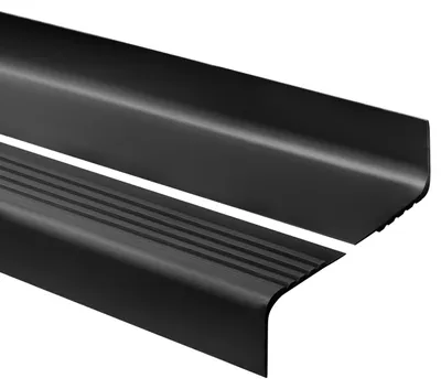 Produktbild von Treppenkantenprofil 50x45 mm, Treppenprofil PVC für Treppenstufen, Treppenkantenschutz mit Rillen, Antirutsch, RO, schwarz, 150 cm  - Quest
