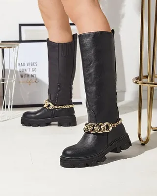 Produktbild von Schwarze Damenstiefel mit Kette Sudzi- Footwear, Größe 37