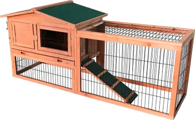 Immagine prodotto di Conigliera in legno Rijoka - recinto per animali da esterno - cassetto estraibile - conigliera - 156x53x70cm