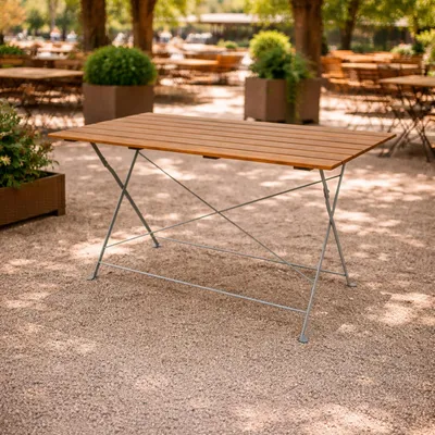 Klapptisch Biergarten Tisch Gartentisch Esstisch klappbar Akazie Stahl 120x70cm