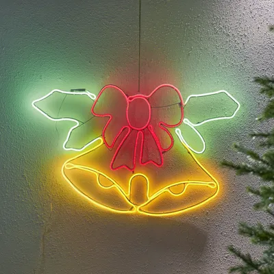 Zdjęcie produktu dla Dekoracja świąteczna Dzwoneczki 2D NEON LED 54 cm wysokości