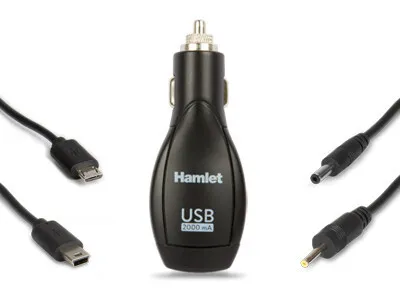 Produktbild von Hamlet Universal 4-in-1 Autoladegerät Kit für Smartphone und Tablet USB 2A