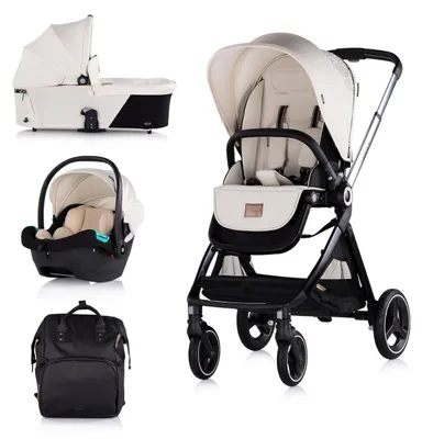 Obrázok produktu pre Chipolino Elite 3 v 1 i-Size kočík detská autosedačka športová sedačka prenosná taška béžová