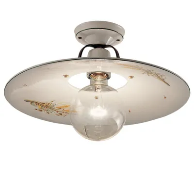 Produktbild von Klassische Deckenleuchte Bologna Metall und Keramik Schwarz beschattet Kupfer 40Cm 1 Licht E27