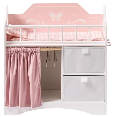 Productafbeelding van Houten Poppenbed met Kledingkast en Bedaccessoires