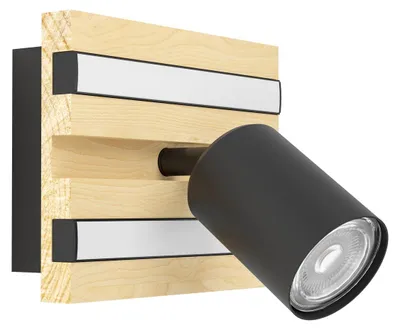 Productafbeelding van Wandlamp enkel Gesteira zwart met hout