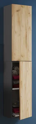 Produktbild von VCM Holz Badezimmerschrank | Badmöbel | Wandregal | Badezimmer | Badschrank | Hochschrank | Maße ca. H. 150 x B. 33 x T. 22 cm - Lendas
