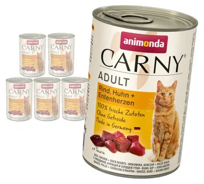 Produktbild von Animonda Carny Adult 6x400g Nassfutter für Katzen mit Rind-, Hühner- und Entenherzen
