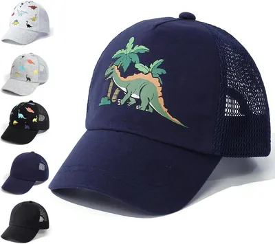 Obrázek produktu pro Dětská baseballová čepice, nastavitelná, s motivem dinosaurů, univerzální velikost, pro malé děti