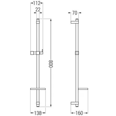 Zdjęcie produktu dla Mexen DQ drążek prysznicowy z mydelniczką 80 cm, czarny - 79381-70