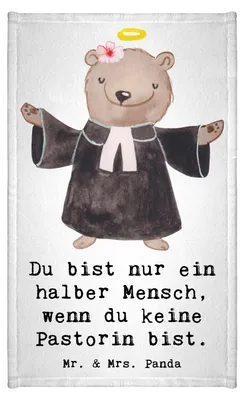 Produktbild von Mr. & Mrs. Panda Handtuch Pastorin Herz - Weiß - Geschenk, Kirche, Witzig, Lustig, Spruch, Gästetuch, Pfarrerin, Gästehandtuch 30x50, Kleines, Klein, Frotteetuch