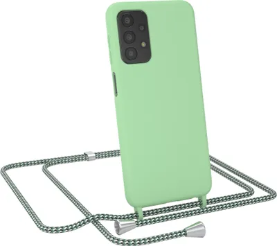 Produktbild von EAZY CASE Handykette kompatibel mit Samsung Galaxy A23 5G Handyhülle zum Umhängen, Silikon Hülle mit Band, Schutzhülle mit Ersatzkordel, Stylische Kette für Smartphone, Grün / Hell Grün Camouflage