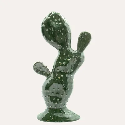 Immagine prodotto di KEYHOMESTORE | Fico d'India Decorativo in Vetroceramica Verde H.36x18x9 cm