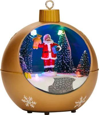 Produktbild von LED Weihnachtskugeln Melodiefunktion mit rotierenden Figuren Batteriebetrieben Santa Claus