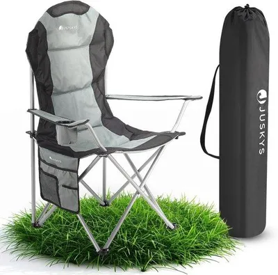 Produktbild von Famanu Campingstuhl mit Becherhalter, Seitentasche und Tragetasche - Faltstuhl für Garten und Reisen