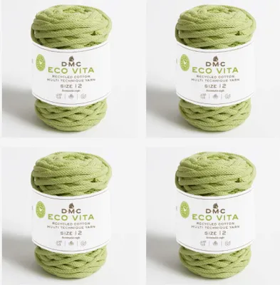Image de 4 pelotes de DMC Eco Vita-12 – fil de coton recyclé (4 mm) composé à 80 % de coton et à 20 % de polyester (couleur 84)
