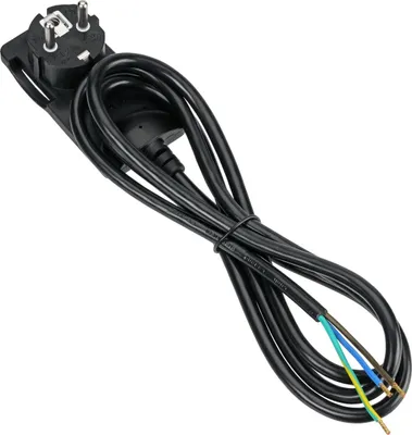 Obrázek produktu pro Síťový kabel s uzemňovacím kontaktem a plochou zástrčkou - 1,5 m černý