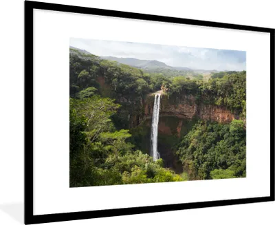 Produktbild von MuchoWow® MuchoWow® Gerahmtes Poster Tropisch - Wasserfall - Regenwald 90x60 cm - Poster mit zchwarzem Bilderrahmen - Wanddekoration - Fotos