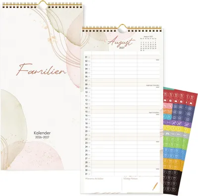 Produktbild von Wandkalender 2026-2027, 18 Monate, 3 Spalten, Familienplanung