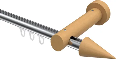Produktbild von Interdeco Innenlaufstange / Gardinenstange mit Innenlauf Chrom / Buche lackiert, Typ Talent Siveo (Kegel), 20 mm Ø 1-läufig, 520 cm