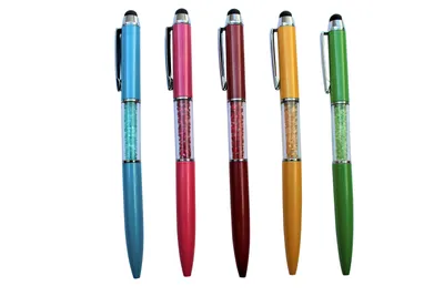 Produktbild von 5x Kugelschreiber Touchpen Handy Display Stylus Eingabe Stift Lang Kristall Pen, Farbe:Mehrfarbig