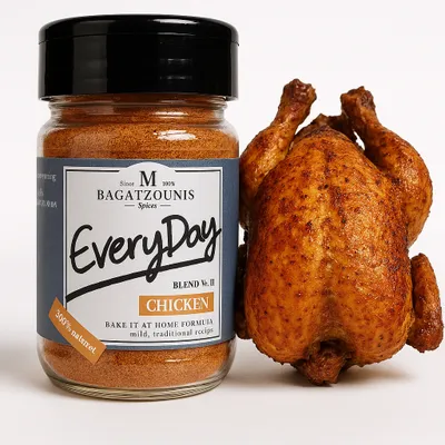 Produktbild von Bagatzounis Hühnergewürz „Everyday“ 140 g – Griechische Kräuter- und Gewürzmischung für Geflügel