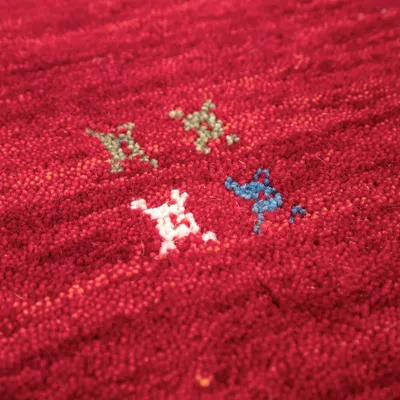 Produktbild von TT Home Teppich Rot Wohnzimmer Handgewebt Wolle Gabbeh Stil Ethno Muster Weich Flauschig Größe 80x150 cm