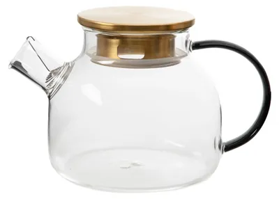 Produktbild von HOMLA KUBBE Krug mit grauem Henkel und goldenem Deckel 1 l