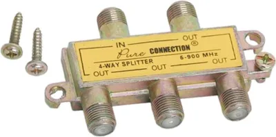 Produktbild von F-Coax Splitter 1-to-4 - Antennenverteiler für TV & Satellit - 5-900 MHz - Metallgehäuse - 1 Stück [05258]