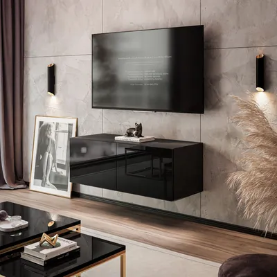 Produktbild von TV-Hängeschrank COLGANTE 100 schwarz Hochglanz mit LED