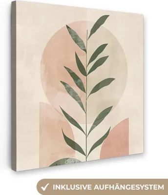Produktbild von MuchoWow® - Leinwandbilder - Modern - Rosa - Grün - Natur - Ästhetik, Wandbild, Wanddeko Bilder Wohnzimmer, 90x90 cm