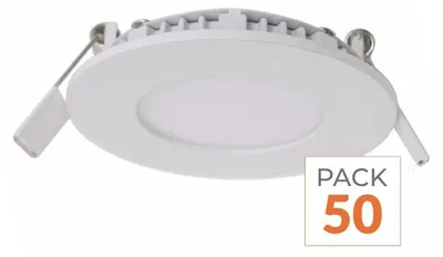 Produktbild von 50er-Pack – Runde 3-W-LED-Einbaustrahler, weiß – Warmweiß 2300 K – 3500 K