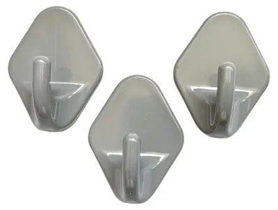 Produktbild von Wenko Selbstklebende Wandhaken im Rautendesign, Grau, 3er Pack