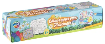 Imagen del producto de Manteles individuales creativos para manualidades, colores de Pascua, con pegatinas de lápices de colores, juego de 6 unidades.