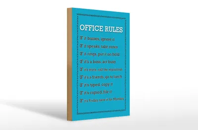 Produktbild von Holzschild Spruch 20x30cm Office Rules Office Regeln