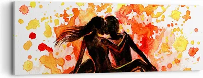 Produktbild von Bild auf Leinwand - Leinwandbild - Paar Kuss Mehrfarbig Flitterwochen - 90x30cm - Wand Bild - Wanddeko - Leinwanddruck - Bilder - Kunstdruck - Leinwand bilder - Wandkunst - AB90x30-2990