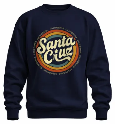 Produktbild von Santa Cruz Kalifornien Retro Vintage Surfen Strand Wellen Sweatshirt Pullover, Navy, M