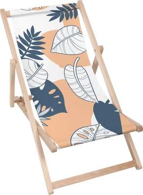 Produktbild von Dreamroots Liegestuhl klappbar Holz bis zu 130 kg, Sonnenliege klappbar mit 3-stufiger Neigungsregulierung der Rückenlehne, Linear Tropical Monstera