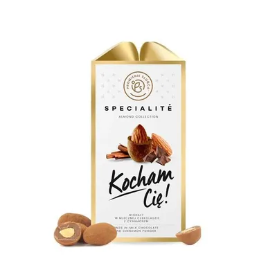 Zdjęcie produktu dla Mini Box: Kocham Cię - Migdały w Mlecznej Czekoladzie z Cynamonem