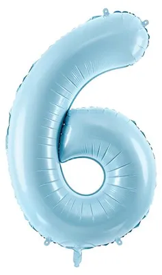 Obrázok produktu pre Svetlomodrý fóliový balónik v tvare čísla "6", ideálny na narodeniny a oslavy - veľkosť 86 cm, skvelá dekorácia na oživenie každej párty!