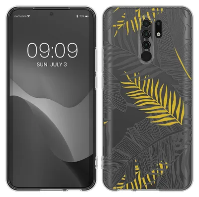 Produktbild von kwmobile Case kompatibel mit Xiaomi Redmi 9 - Hülle Silikon transparent Dschungel Gelb Grau Transparent