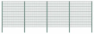 Obrázok produktu pre Oplotenie z dreva s oceľovými stĺpikmi, zelené, rozmer 694,5 x 200 cm