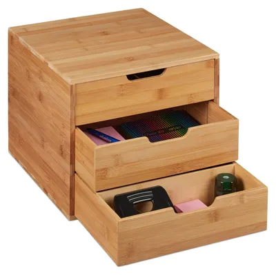 Büro-Organizer aus Bambus, 3 Schubladen, 26x30x31,5 cm