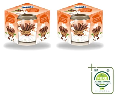 Productafbeelding van 2 x At Home Scents geurkaars Sandelhout & Jasmijn, 70 g - grootverpakking - 2 stuks