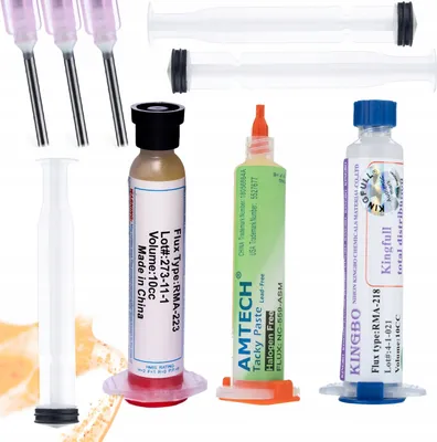 Produktbild von Rosfix Flussmittel RMA-223 mit Kolben und Nadel + Flussmittel in Spritze NC-559-ASM 10 ml + Flussmittel in Spritze Kingbo 218 10 ml